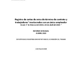 Informe Mensual de Terminaciones de Contrato de Trabajo - Abril 2020