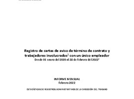 Informe Mensual de Terminaciones de Contrato de Trabajo - Febrero 2022