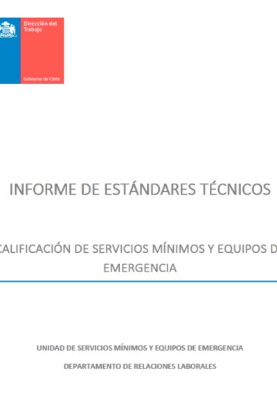 “Informe estándares técnicos Servicios Mínimos y Equipos de Emergencia” Abril 2020
