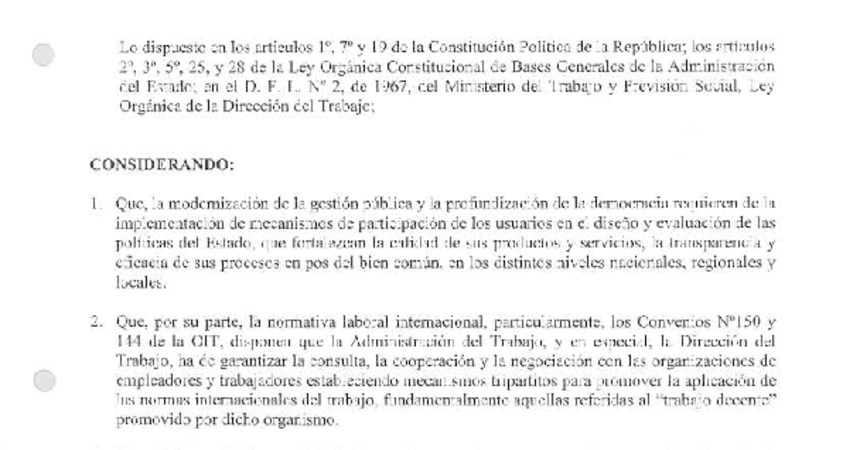 Creación de Consejos Tripartitos Nacional y Regionales