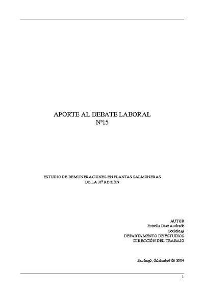 Estudio de Remuneraciones en Plantas Salmoneras de la Décima Region