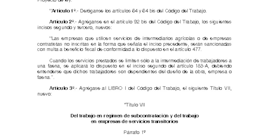 Subcontratación - DT - Dirección del Trabajo