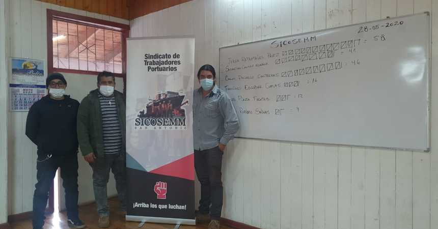 Valparaíso: DT hizo cumplir normas contra coronavirus en renovación de directiva de sindicato de empresa Muellaje del Maipo