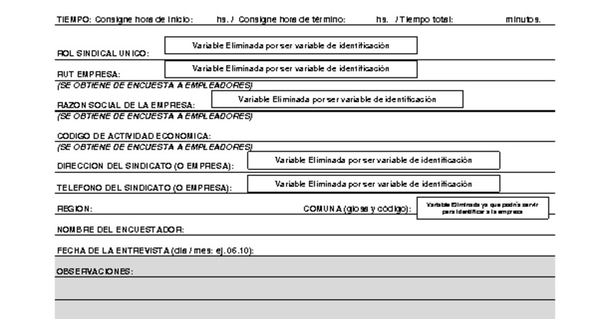 Formulario Nº3. Sindicatos