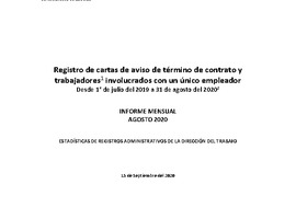 Informe Mensual de Terminaciones de Contrato de Trabajo - Agosto 2020