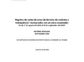 Informe Mensual de Terminaciones de Contrato de Trabajo - Septiembre 2020