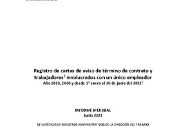 Informe Mensual de Terminaciones de Contrato de Trabajo - Junio 2021
