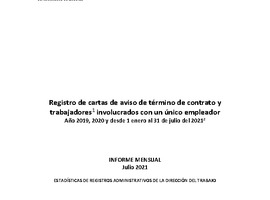 Informe Mensual de Terminaciones de Contrato de Trabajo - Julio 2021