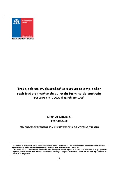 Informe Mensual de Terminaciones de Contrato de Trabajo - Febrero 2026