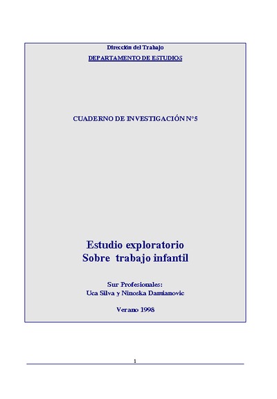 Nº5 Estudio exploratorio Sobre trabajo infantil