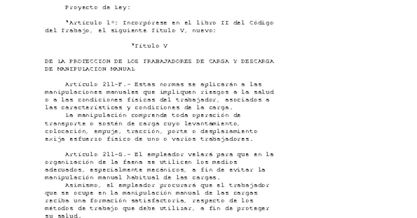 Ley Nº 20.001 que regula el peso máximo de carga humana