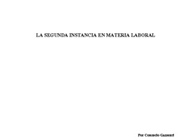 Los recursos judiciales - La 2º instancia en materia laboral