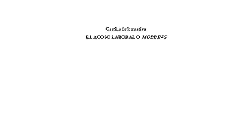 Cartilla sobre acoso laboral o mobbing